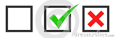 Vote, voting, choose, mistake, ok, icon, red, sign, symbol, checklist, correct, mark, right, tick, wrong, yes, check, choice, Vector Illustration