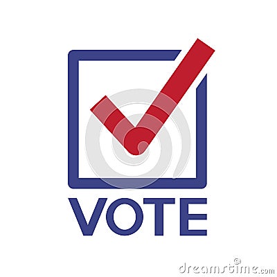 Vote word with checkmark symbols, Check mark icon, Political template elections campaign logo Vector Illustration