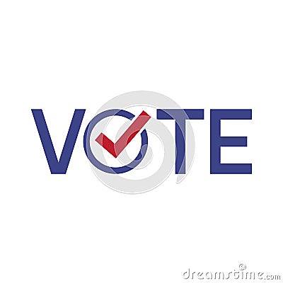 Vote word with checkmark symbols, Check mark icon, Political template elections campaign logo Vector Illustration