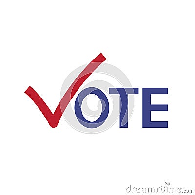 Vote word with checkmark symbols, Check mark icon, Political template elections campaign logo concept Vector Illustration