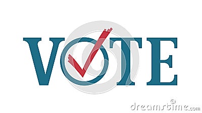 Vote word with checkmark symbols, Check mark icon, Political template elections campaign logo concept, vector illustration Vector Illustration