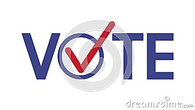 Vote word with checkmark symbols, Check mark icon, Political template elections campaign logo Vector Illustration