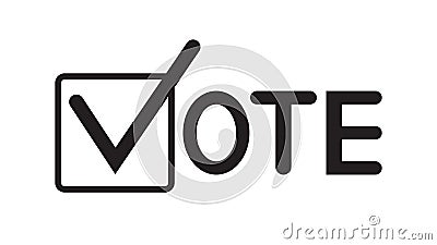 Vote word with checkmark symbols, Check mark icon, Political template elections campaign logo Vector Illustration