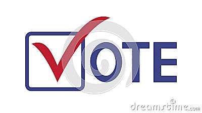 Vote word with checkmark symbols, Check mark icon, Political template elections campaign logo Vector Illustration