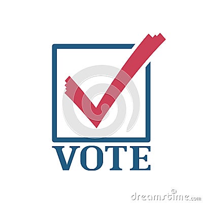 Vote word with checkmark symbols, Check mark icon, Political template elections campaign logo Vector Illustration