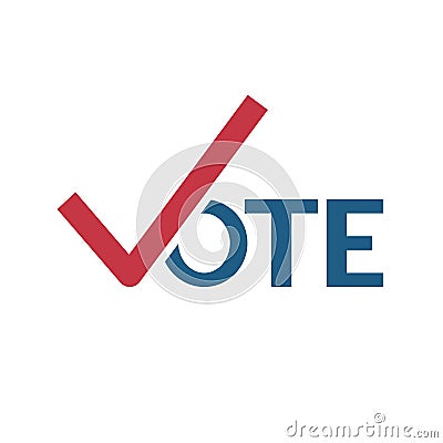 Vote word with checkmark symbols, Check mark icon, Political template elections campaign logo Vector Illustration