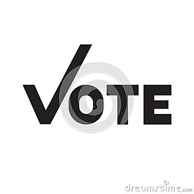 Vote word with checkmark symbols, Check mark icon, Political template elections campaign logo Vector Illustration