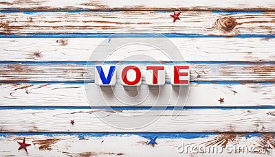 Vote word on rustic wood background with copy space Cartoon Illustration