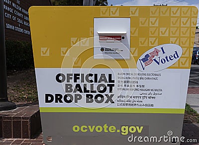 Voter drop box awaits critical upcoming U.S. elections Editorial Stock Photo