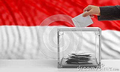 Voter on an Indonesia flag background. 3d illustration Cartoon Illustration