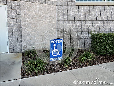 Voter sign for handicapped parking Editorial Stock Photo