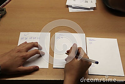 Counting votes in a Polling station referendum in barcelona Editorial Stock Photo