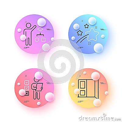 Voting ballot, Algorithm and Falling star minimal line icons. For web application, printing. Vector Vector Illustration