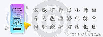 Voting ballot, Click hand and Security agency line icons for web app. Pictogram icon Vector Stock Photo