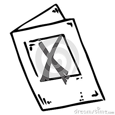 Voting ballot, form, questionnaire icon. Vector illustration of ballot paper. Hand drawn form with a cross mark, document Vector Illustration