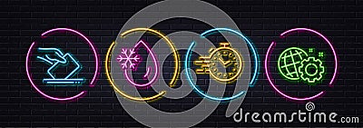 Voting ballot, Timer and Freezing water minimal line icons. For web application, printing. Neon laser 3d lights. Vector Vector Illustration