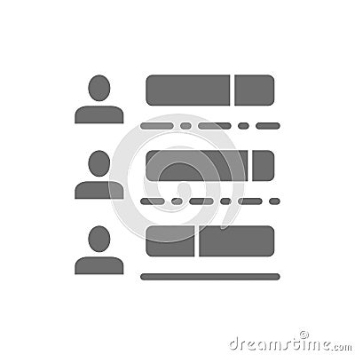 Voting, check mark with candidate, election checklist grey icon. Vector Illustration