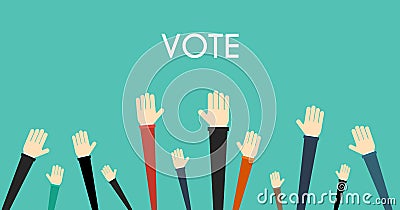 Voting concept. Raised hands volunteering concept Vector Illustration