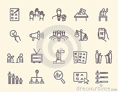 Voting and election icons set Vector Illustration