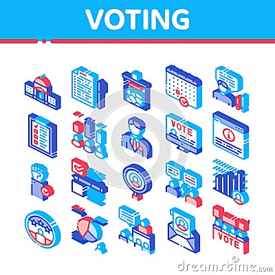 Voting And Election Isometric Icons Set Vector Vector Illustration