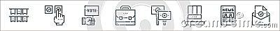 voting elections line icons. linear set. quality vector line set such as mail, newspaper, top hat, voting, briefcase, vote, vote Vector Illustration