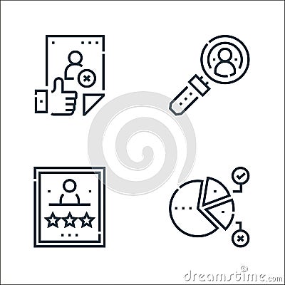 voting elections line icons. linear set. quality vector line set such as pie chart, rate, search Vector Illustration