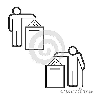 Voting in elections. Young voter and old voter. Infographics of voting by age. Ballot boxe vector icon Stock Photo