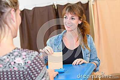 At the voting office Stock Photo