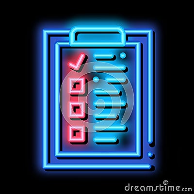 Voting Sheet neon glow icon illustration Vector Illustration