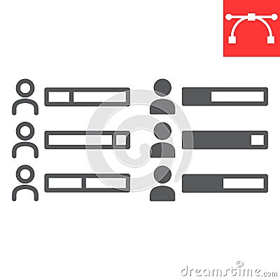 Voting statistics line and glyph icon, election and survey, vote statistic sign vector graphics, editable stroke linear Vector Illustration