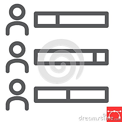 Voting statistics line icon, election and survey, vote statistic sign vector graphics, editable stroke linear icon, eps Vector Illustration