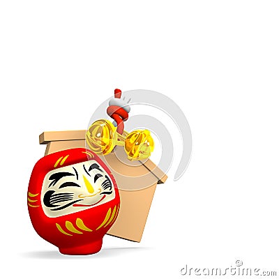 Votive Picture, Smile Daruma Doll With Text Space Cartoon Illustration