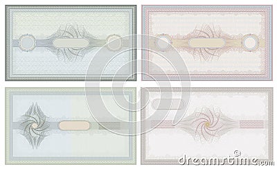 Voucher coupon banknotes guilloche collection blank template card money vector Vector Illustration