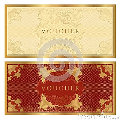 Voucher / coupon. Guilloche pattern Vector Illustration