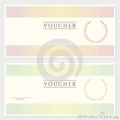 Voucher (coupon) template with stripy pattern Vector Illustration