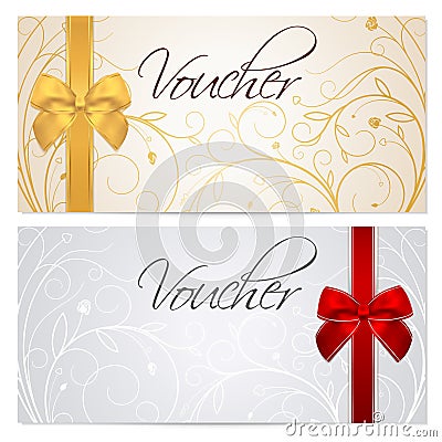 Voucher (Gift certificate, Coupon) template. Red b Vector Illustration