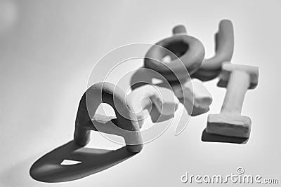 Vowels in black and white Stock Photo