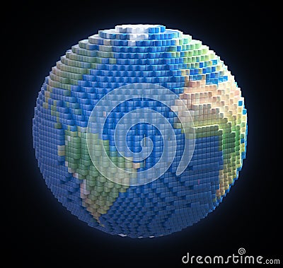 Voxel Earth Stock Photo