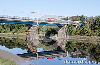 Voyager dmu train Carlisle Bridge Lancaster Editorial Stock Photo