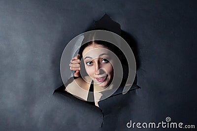 Voyeurism. Curious female gaze. Spied on this concept Stock Photo