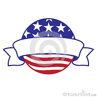 USA flag inside circle with blank banner for title Vector Illustration