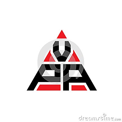VPA triangle letter logo design with triangle shape. VPA triangle logo design monogram. VPA triangle vector logo template with red Vector Illustration