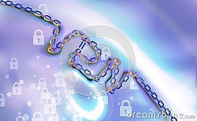 VPN connection chain background. Secure virtual private network connection concept. VPN connectivity overview. Protect, safety. Vector Illustration