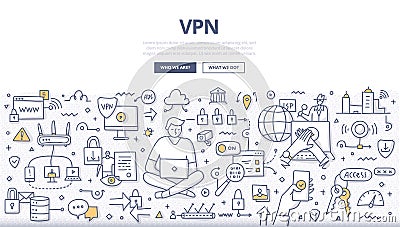 VPN Doodle Concept Vector Illustration