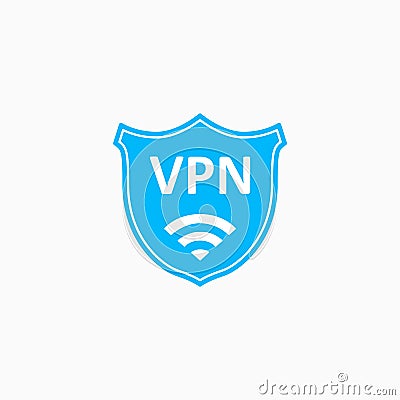 VPN icon. Virtual Private Network. WiFi wireless internet icon. Internet Security VPN on shield. Vector Vector Illustration