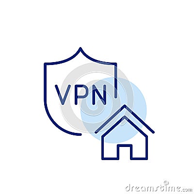 VPN shield and home. Secure network, safe browsing environment, protected digital space. Pixel perfect vector Vector Illustration