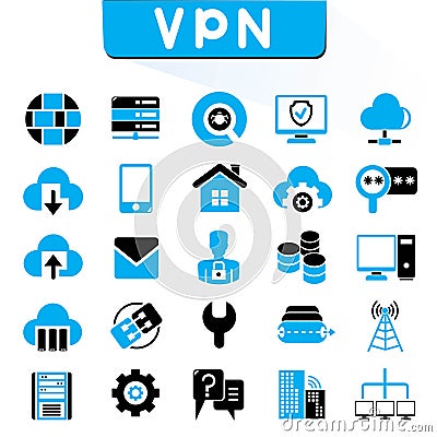 VPN, virtual private network icons Stock Photo