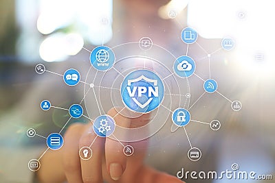 VPN Virtual Private network protocol. Cyber security and privacy connection technology. Anonymous Internet. Stock Photo