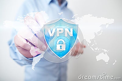 VPN Virtual Private network protocol. Cyber security and privacy connection technology. Anonymous Internet. Stock Photo