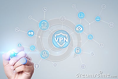 VPN Virtual Private network protocol. Cyber security and privacy connection technology. Anonymous Internet. Stock Photo